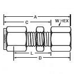 Carbon Steel Female Bulkhead Connector Dimension